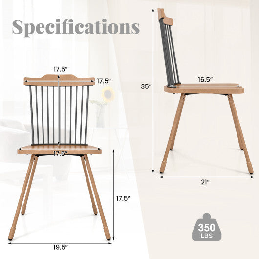 Dining Chair with Spindle Back and Ergonomic Contoured Seat Set of 2-Natural