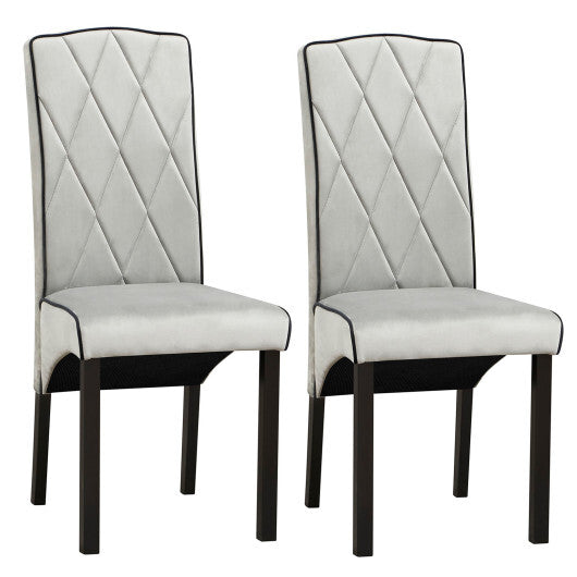 Modern Dining Chair with High Backrest High-density Sponge Cushion-Light Gray