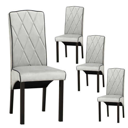 Modern Dining Chair with High Backrest High-density Sponge Cushion-Light Gray