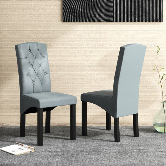 Modern Dining Chair with High Backrest High-density Sponge Cushion-Light Gray