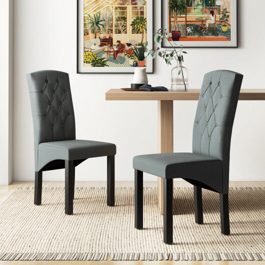 Modern Dining Chair with High Backrest High-density Sponge Cushion-Light Gray