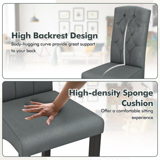 Modern Dining Chair with High Backrest High-density Sponge Cushion-Light Gray