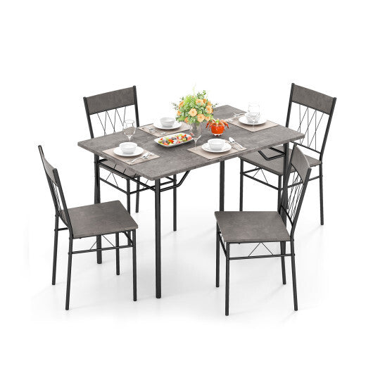 5-Piece Dining Table Set for 4 with Kitchen Table and 4 Dining Chairs-Black