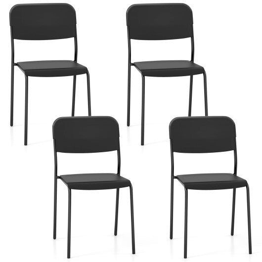 Modern Dining Chairs Set of 4 with Tilted Backrest and Sturdy Metal Legs-White