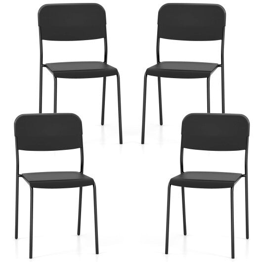 Modern Dining Chairs Set of 4 with Tilted Backrest and Sturdy Metal Legs-White