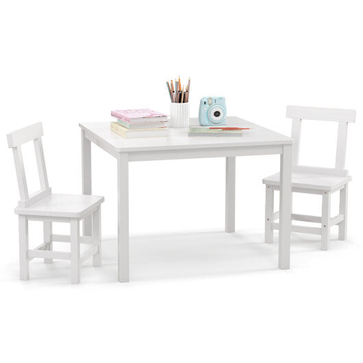 Wooden Kids Table and 2 Chairs Set with Anti-slip Foot Pads-Gray W2B
