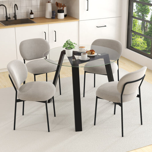 36 Inches Round Glass Dining Table for 4 with Rubber Wood Frame-Natural W2B