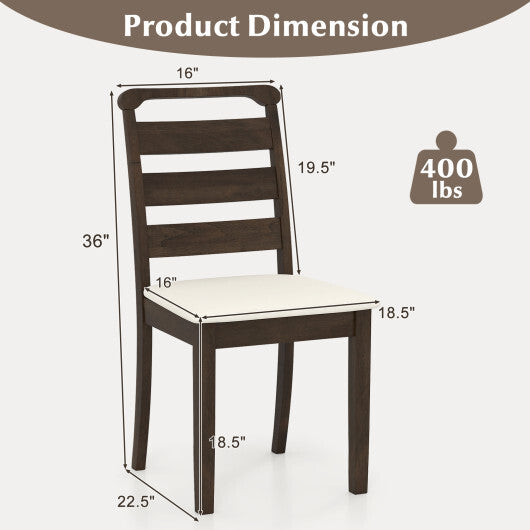 Polyester Upholstered Wooden Dining Chair Set of 2-Walnut