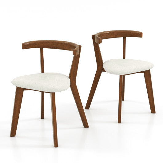 Wood Dining Chair Set of 2 with Padded Seat and Curved Back-Walnut
