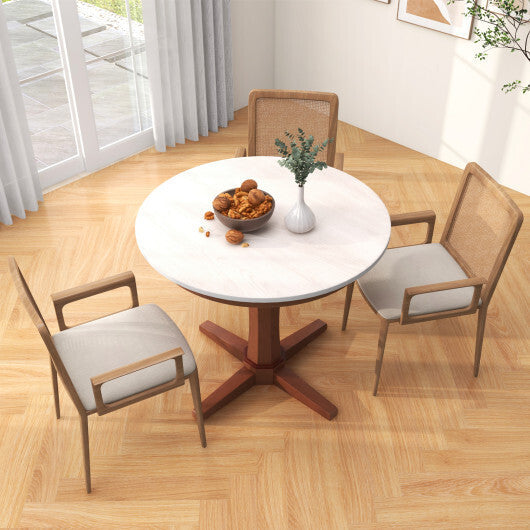 35 Inches Wooden Round Dining Table with Pedestal Base-White W2B