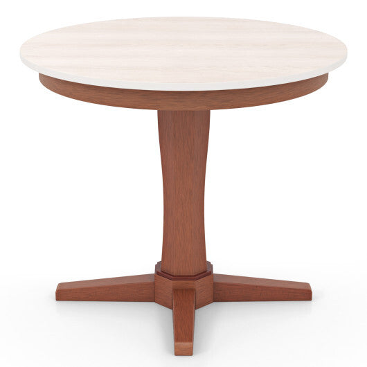 35 Inches Wooden Round Dining Table with Pedestal Base-White W2B