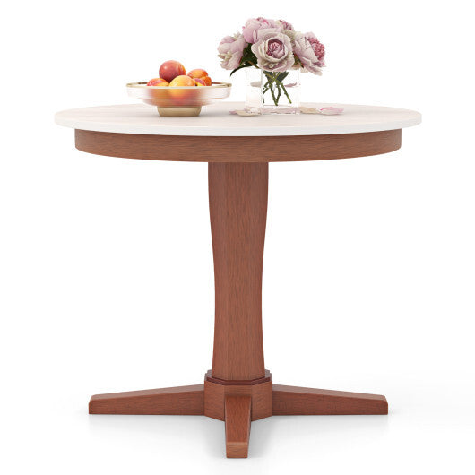 35 Inches Wooden Round Dining Table with Pedestal Base-White W2B