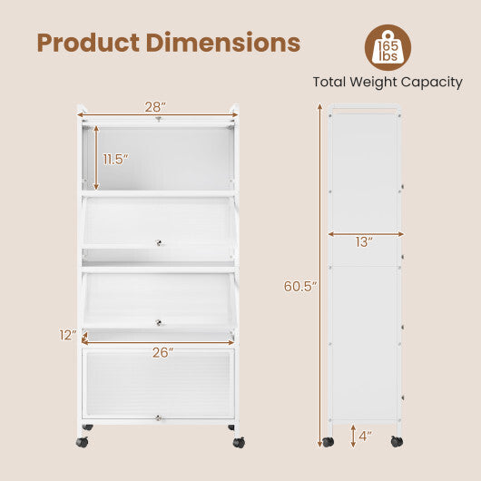 5-Tier Kitchen Pantry Storage Cabinet with Flip-Up Doors-Black