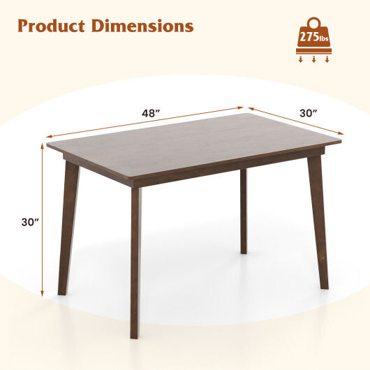 48 Inch Wooden Dining Table with Rubber Wood Legs for 4 People-Brown W2B