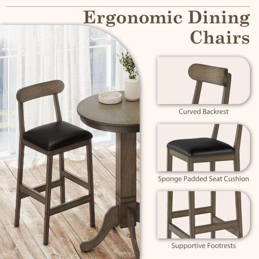 Wood Pub Round Dining Table with Pedestal Base-Gray W2B