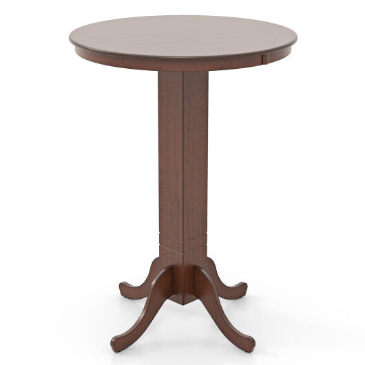 Wood Pub Round Dining Table with Pedestal Base-Gray W2B