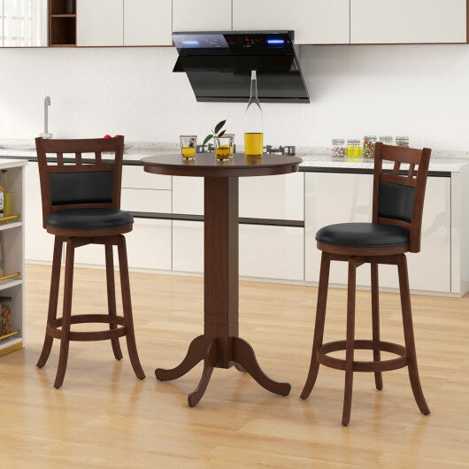 Wood Pub Round Dining Table with Pedestal Base-Gray W2B