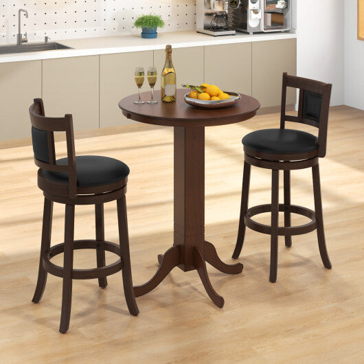 Wood Pub Round Dining Table with Pedestal Base-Gray W2B