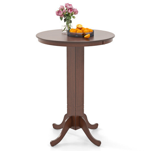 Wood Pub Round Dining Table with Pedestal Base-Gray W2B