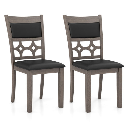 Upholstered Dining Chair Set of 2 with Padded Backrest and Seat-Gray