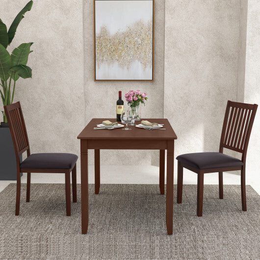 Upholstered Modern Dining Chair Set of 2 with Slanted High Backrest-Brown