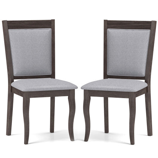 Wood Dining Chairs Set of 2 with Rubber Wood Frame and Padded Seat-Brown