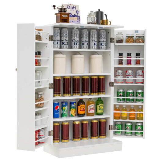 41 Inch Tall Pantry Cabinet Kitchen Storage Cabinet with Doors and Shelves-White