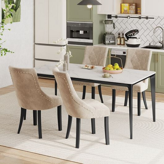 Tufted Wingback Upholstered Dining Chairs Set of 2-Light Brown LuxuryLifeWay Online Store