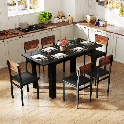 Extendable Dining Table for 4-8 People 47"-62" Large Rectangular Kitchen Table-Black