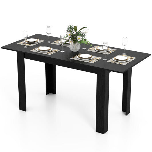 Extendable Dining Table for 4-8 People 47"-62" Large Rectangular Kitchen Table-Black