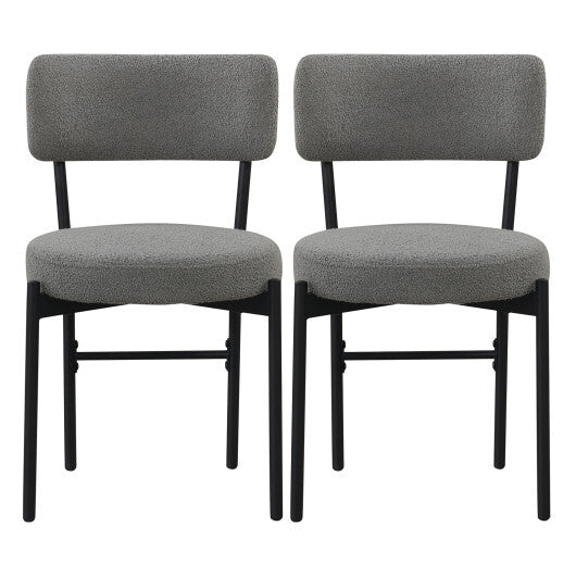 Dining Chair Set of 2 with Curved Backrest and Padded Seat-Gray W2B