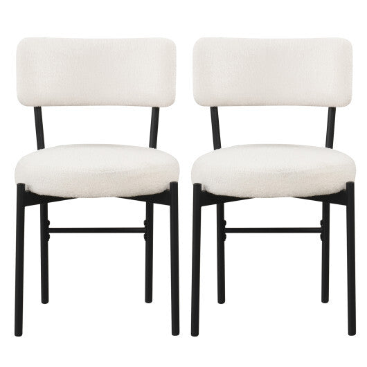 Dining Chair Set of 2 with Curved Backrest and Padded Seat-Gray W2B