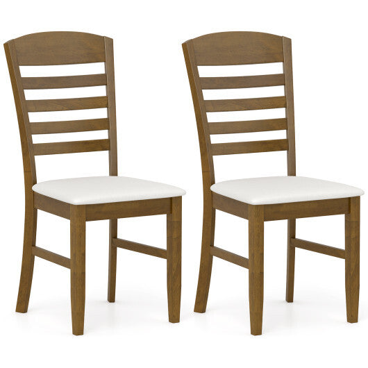 Dining Chairs Set of 2 with Rubber Wood Frame and Padded Seat-Walnut