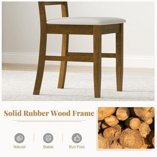 Dining Chairs Set of 2 with Rubber Wood Frame and Padded Seat-Walnut
