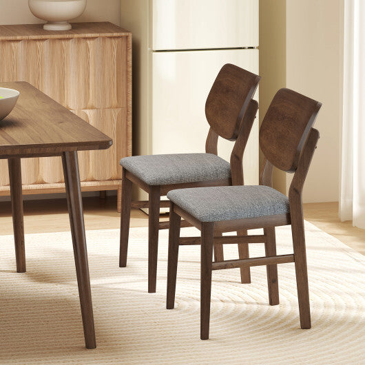 Farmhouse Upholstered Kitchen Chairs Set of 2 with Rubber Wood Frame-Gray