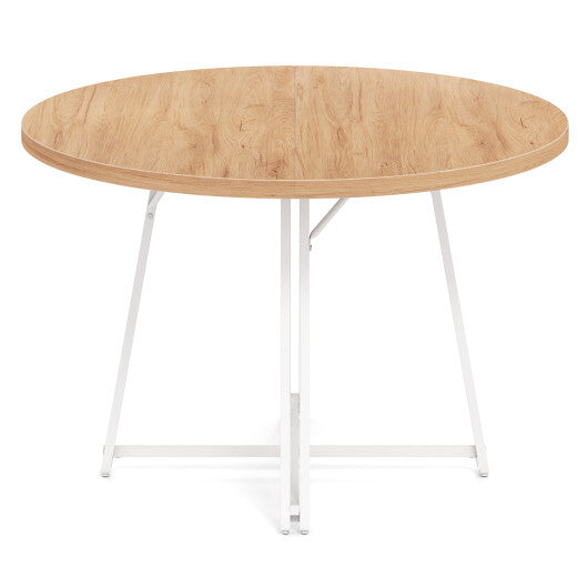 47 Inch Dining Table for 4-6 People Round Kitchen Table with Cross Base-Rustic Brown W2B