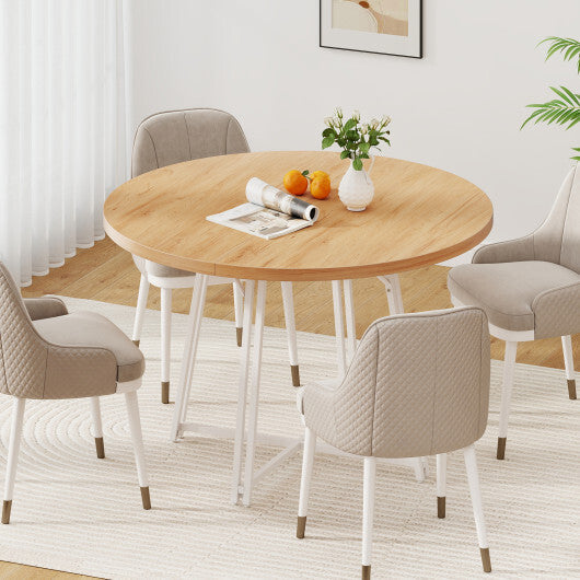 47 Inch Dining Table for 4-6 People Round Kitchen Table with Cross Base-Rustic Brown W2B