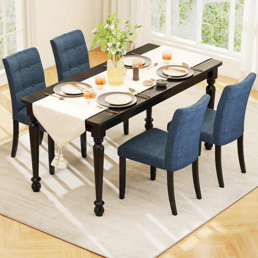 Set of 2 Tufted Dining Chairs Armless with Rubber Wood Legs-Dark Blue W2B