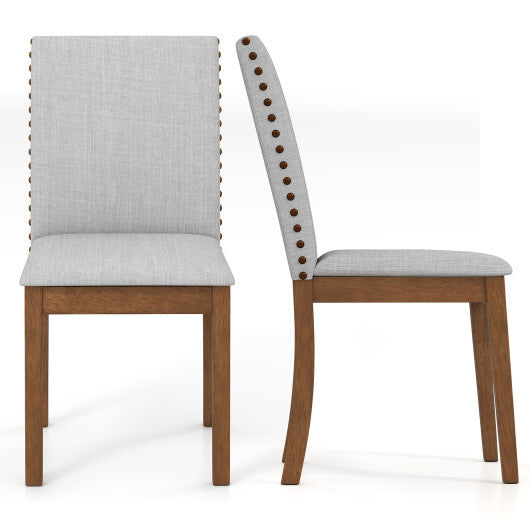 Set of 2 Upholstered Dining Chairs with Padded Seat for Living Room-Walnut W2B