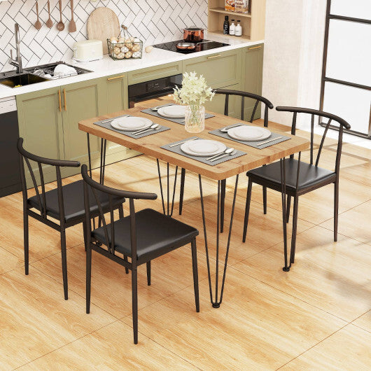 5-Piece Space-saving Dining Table Set Industrial Rectangular Kitchen Table and 4 Armless Chairs-Black W2B