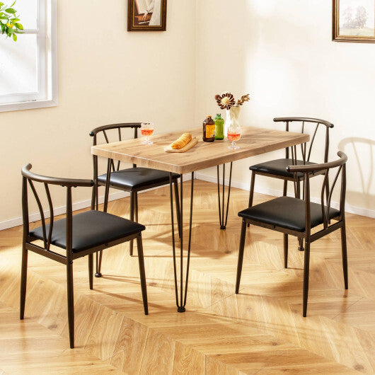 5-Piece Space-saving Dining Table Set Industrial Rectangular Kitchen Table and 4 Armless Chairs-Black W2B