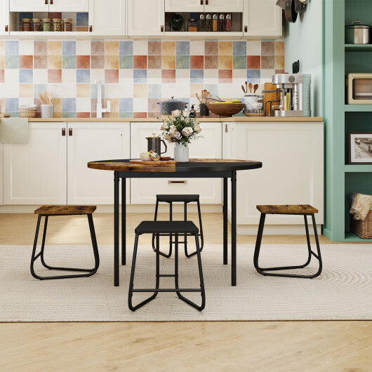 5-Piece Dining Set for 4 47 Inch Round  Kitchen Table and 4 Stools-Brown W2B