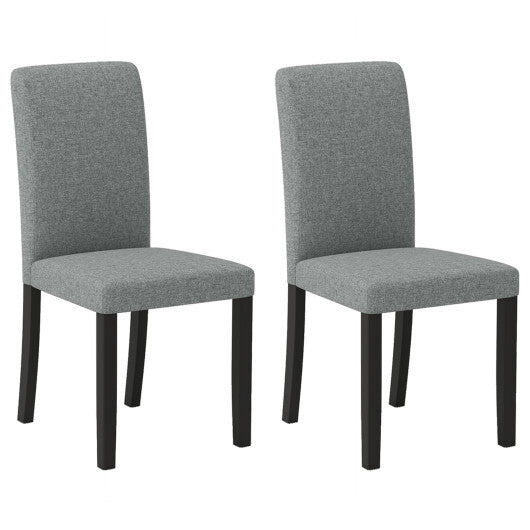Dining Chair Set of 2 Mid-Century Modern Chairs with Rubber Wood Legs-Gray