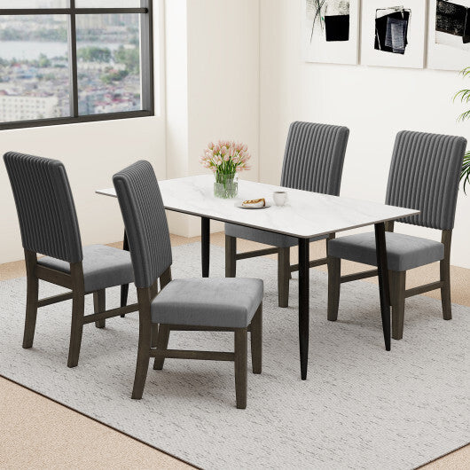 Dining Chair Set of 2 Mid-Century Modern Velvet Fabric Upholstered Chairs-Grey