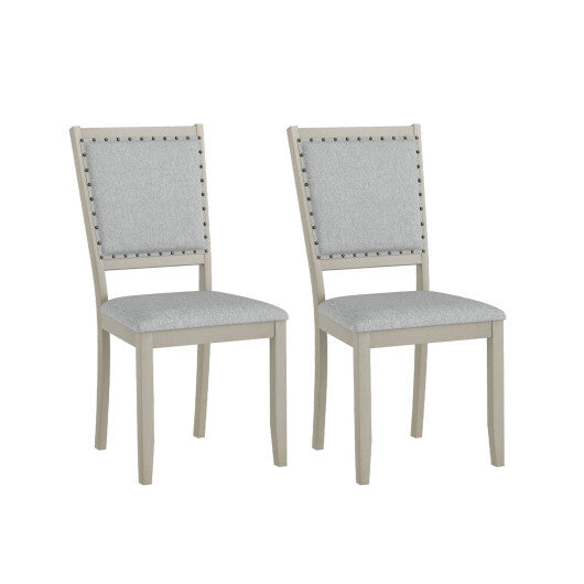 Farmhouse Dining Chair Set of 2 Fabric Upholstered Kitchen Chairs-Grey W2B