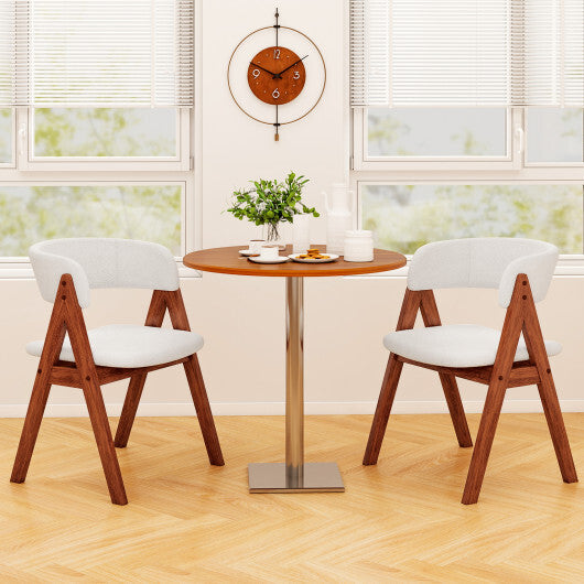 Wooden Dining Chair Set of 2 Mid-Century Modern Sherpa Upholstered Kitchen Dining Room Chairs-Black W2B