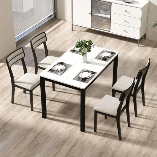 Modern Dining Chairs Set of 4 with Tilt Backrest for Dining Room-Black