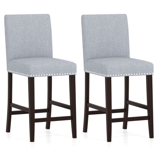 26 inch Counter Height Chairs Set of 2 with Padded Seat and Backrest-Gray