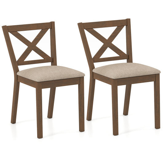 Dining Chair Set of 2 Modern Kitchen Chair with Upholstered Seat-Brown