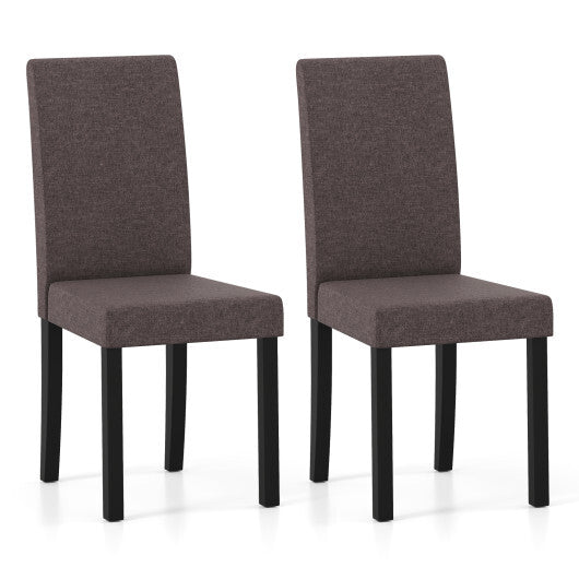 Set of 2 Dining Chair Mid-Century Modern Fabric Upholstered Parson Chairs-Brown